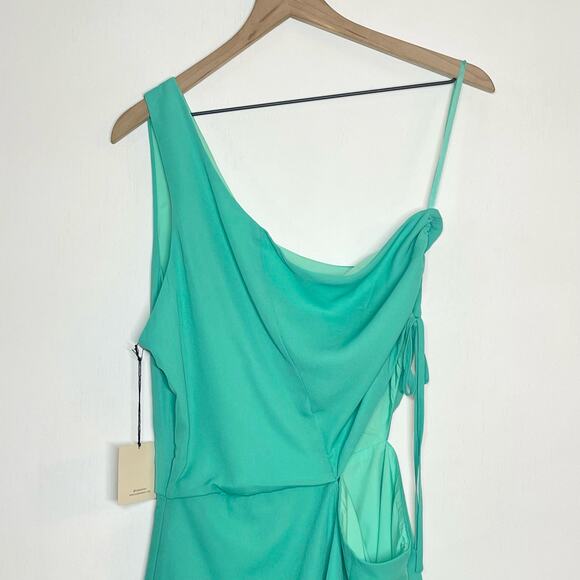 NEW Superdown Aimey One Shoulder Romper Women's Size Large Turquoise Bodice - Picture 6 of 14